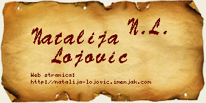 Natalija Lojović vizit kartica